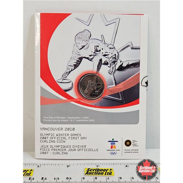 RCM Canada : Vancouver 2010 : 2007 Official First Day Curling 25-Cent Coin