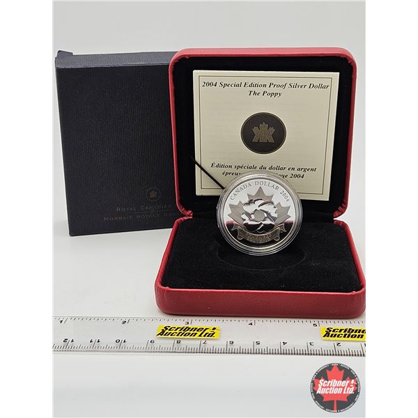 RCM Canada 2004 Special Edition : Proof Silver Dollar : The Poppy (COA #13203) (99.99%) (GST Exempt)