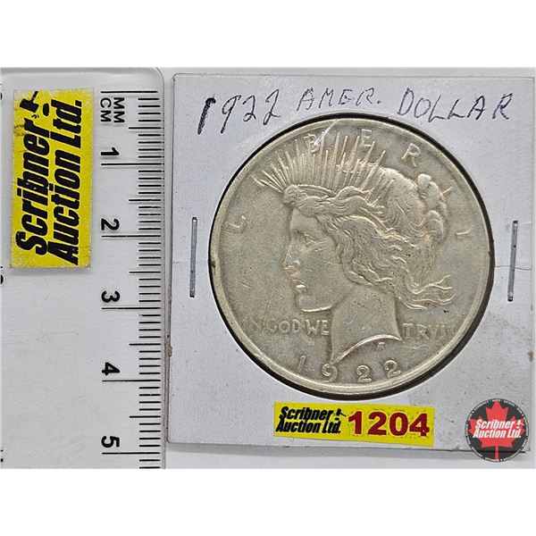 USA Peace Dollar : 1922