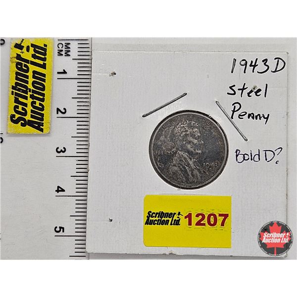 USA 1943D Steel Penny (Bold D?)