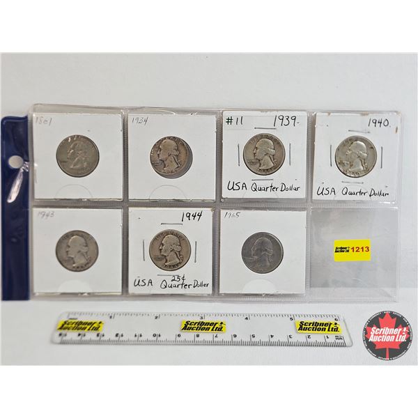 USA Quarters (7) : 2005; 1934; 1939; 1940; 1943; 1944; 1965
