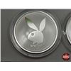 Image 2 : Playboy Limited Edition Silver Medallions (2) :  January 2002 & February 2002  (NO COA) (.999) (GST 