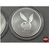 Image 3 : Playboy Limited Edition Silver Medallions (2) :  January 2002 & February 2002  (NO COA) (.999) (GST 