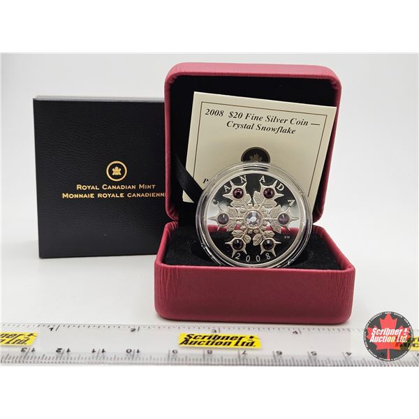RCM Canada 2008 $20 Silver Coin - Amethyst : Crystal Snowflake (COA #3736 : 99.99% : Swarovski Eleme