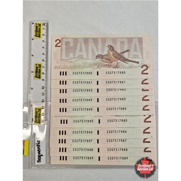 Canada $2 Bills 1986 (10 Consecutive) : Thiessen/Crow #EGG7317880 - 7889