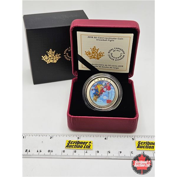 RCM Canada 2018 : 50-Cent Lenticular Coin : Snowball Fight (COA #7573)