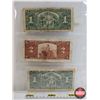 Image 5 : Bank of Canada Bills 1937 (3): - $1 : Gordon/Towers #XL3047298 - $2 : Coyne/Towers #BR9013325 - $1 :