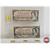 Image 1 : Canada $100 Bills 1954 (2): - Lawson/Bouey #CJ1485584 - Beattie/Coyne #AJ3210916