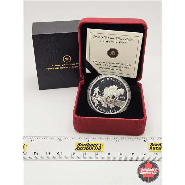 RCM Canada 2008 : $20 Fine Silver Coin : Agriculture Trade (COA #1083) (99.99%) (GST Exempt)
