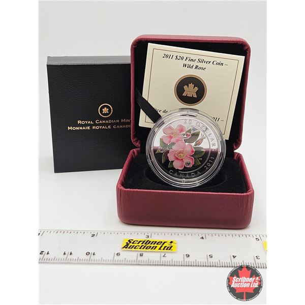 RCM Canada 2011 : $20 Fine Silver Coin : Wild Rose (COA #8807) (99.99%) (GST Exempt)