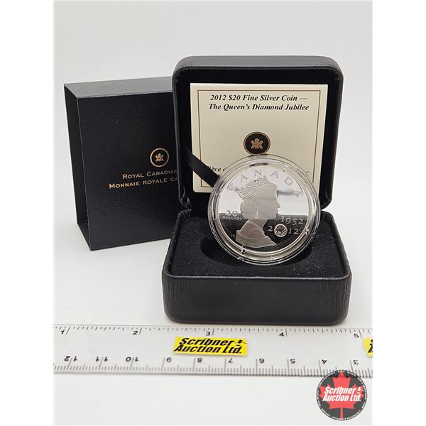 RCM Canada 2012 : $20 Fine Silver Coin - The Queen's Diamond Jubilee (with Crystal) (COA #10201 : 99