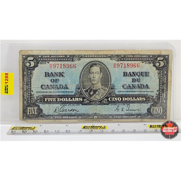 Bank of Canada $5 Bill 1937 : Gordon/Towers #HC9718966