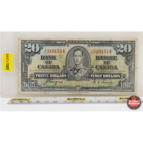 Bank of Canada $20 Bill 1937 : Coyne/Towers #JE3101514