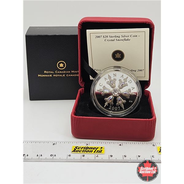 RCM Canada 2007 : $20 Sterling Silver Coin : Crystal Snowflake (COA #8326) (92.5%) (Swarovski Elemen