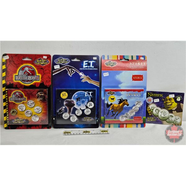 RCM Reel Coinz Collectible 5-Coin Sets (4): Unopened  - SHREK  - Jurassic Park III  - E.T.  - The Sp