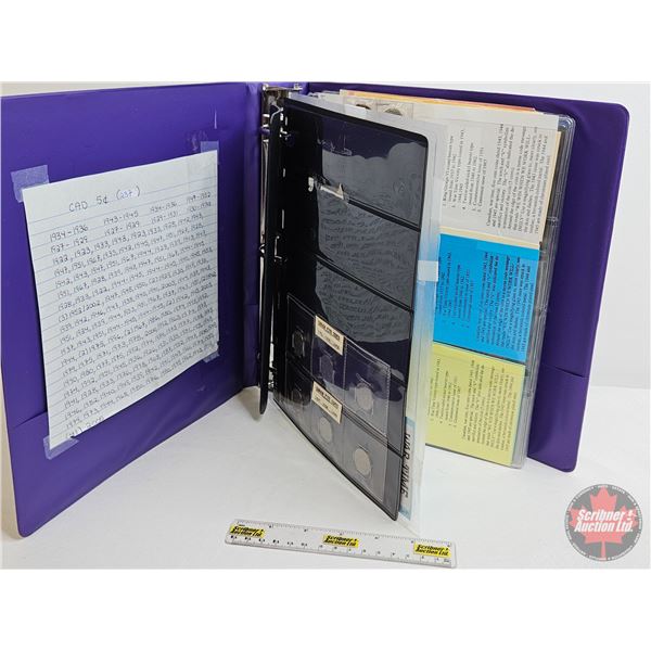 BINDER LOT - BULK BUY : Canada Five Cent (237 Coins) (Purple Binder) (Variety Intermittent : 1920's 