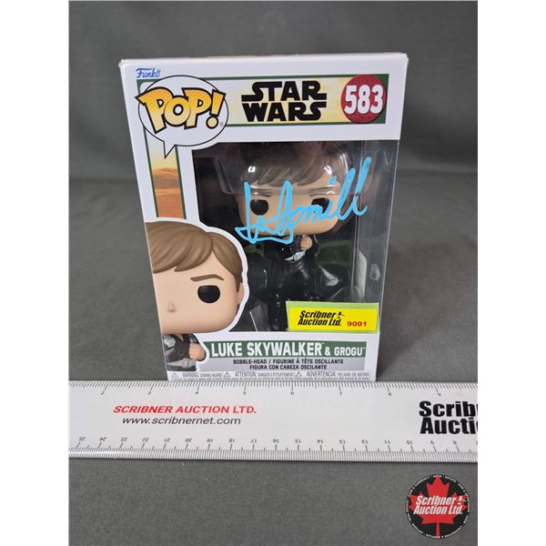 Autographed Funko POP Vinyl Figure : Star Wars - Luke Skywalker & Grogu (Box Measures : 6-1/2"H x 4-