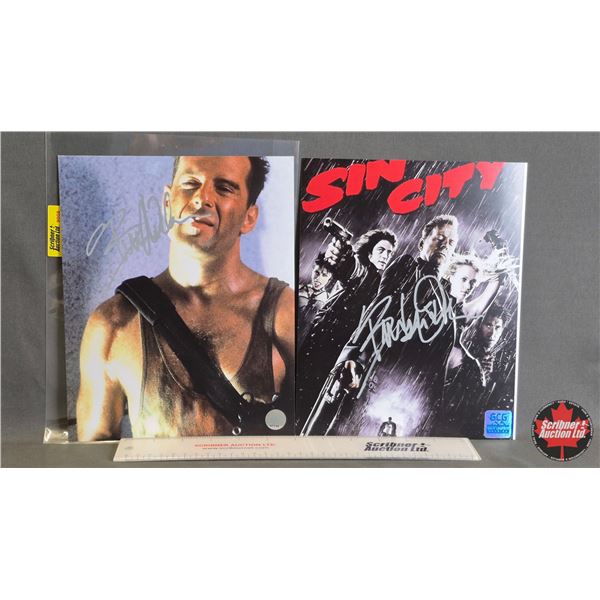 Autographed 8x10 Photos (2) : Bruce Willis - Sin City & Die Hard (Certified : GGC & KB Authentics)