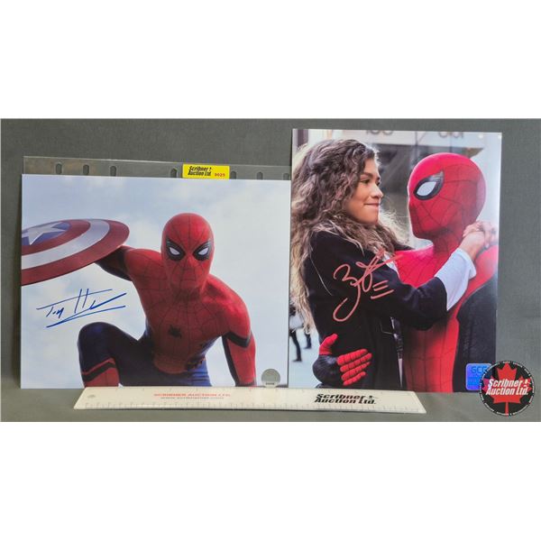 Autographed 8x10 Photos (2) : Spiderman - Tom Holland & Zendaya (Certified : GCG)