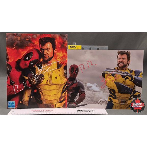 Autographed 8x10 Photos (2) : Deadpool & Wolverine - Ryan Reynolds & Hugh Jackman (Certified : GCG)