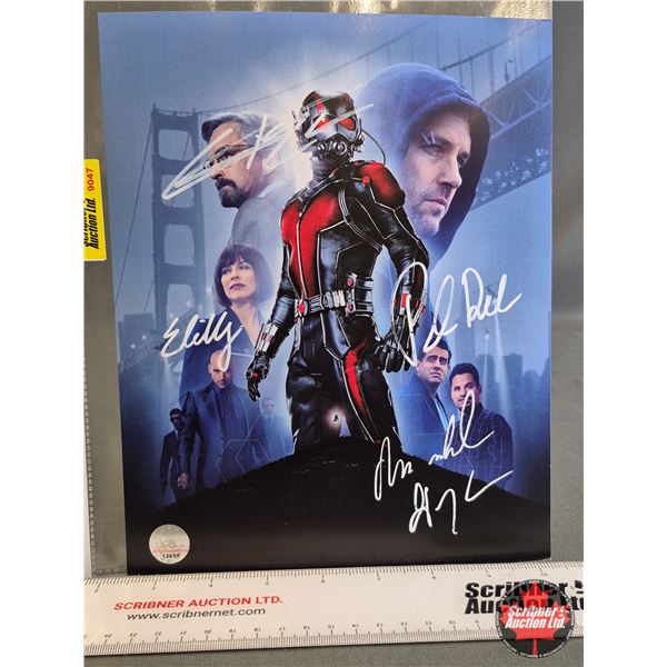 Autographed 8x10 Photo : Ant Man - Paul Rudd, Evangeline Lilly & Michael Douglas (Certified : KB Aut