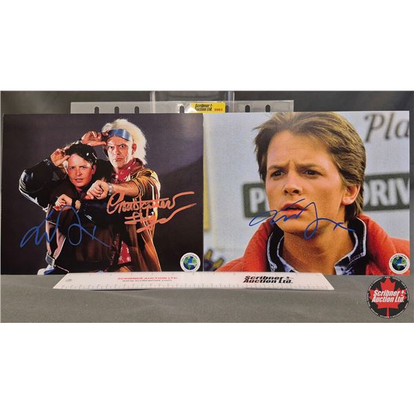 Autographed 8x10 Photos (2) : Back to the Future - Michael J. Fox & Christopher Lloyd