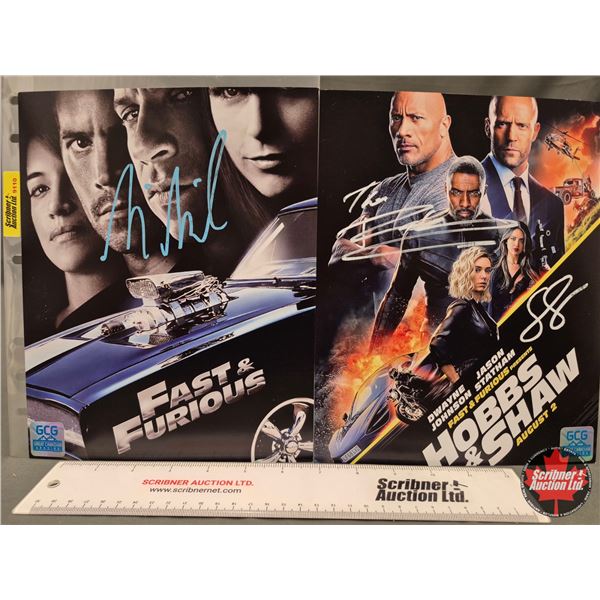 Autographed Posters (2) : Fast & Furious & Hobbs + Shaw - Vin Diesel, The Rock, Jason Statham (Certi