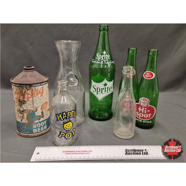 Collector Combo :  - Twang Root Beer Soda Can (Measures : 7-1/2"H) - Glass Milk Bottle 1L (Measures 