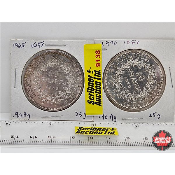 France 10 Francs (2) : 1965; 1970 (Non-Magnetic)