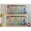 Image 2 : Canada $5 Bills 19721 (4):  - Lawson/Bouey #SN9353173 - Lawson/Bouey #SZ8542924 - Lawson/Bouey #SP29