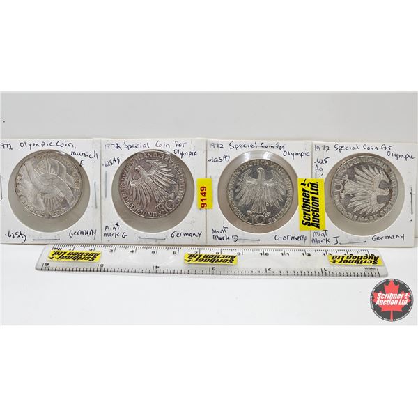 Germany 10 Deutsche Mark (4) : Olympic Games in Munich : 1972F; 1972G; 1972D; 1972J