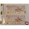 Image 2 : Canada $2 Bills 1986 (2): - Thiessen/Crow #BUU4768877 - Thiessen/Crow #EGG6176936
