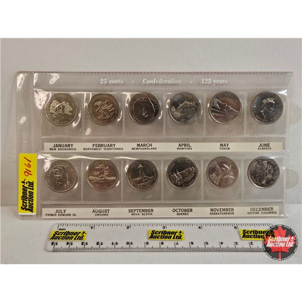Canada Twenty Five Cent : 125 Years Confederation 12-Coin Set 1992