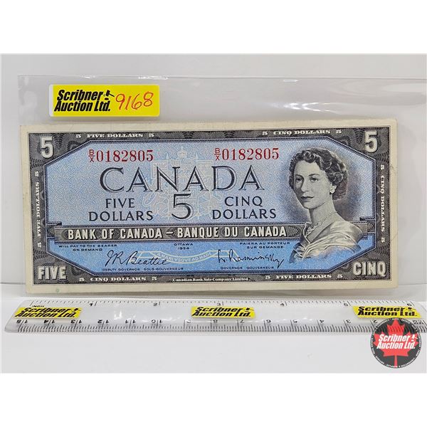 Canada $5 Bill 1954 : Beattie/Rasminsky #BX0182805