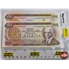 Image 1 : Canada $100 Bills 1975 (2 Consecutive) : Crow/Bouey #AJC3462655-656
