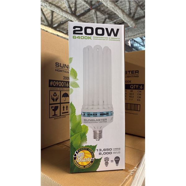 SUNBLASTER 200W 6400K 13,650 LUMENS 8000 HOUR LIFE PROPAGATION/GROW LIGHT - 6 PER BOX