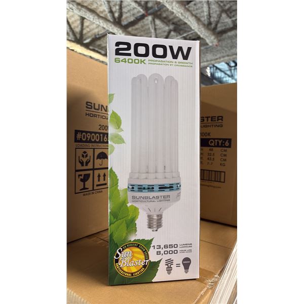SUNBLASTER 200W 6400K 13,650 LUMENS 8000 HOUR LIFE PROPAGATION/GROW LIGHT - 6 PER BOX