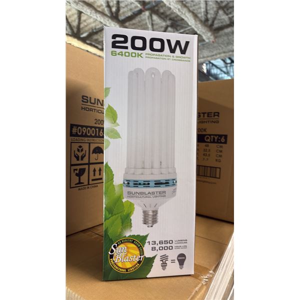 SUNBLASTER 200W 6400K 13,650 LUMENS 8000 HOUR LIFE PROPAGATION/GROW LIGHT - 6 PER BOX