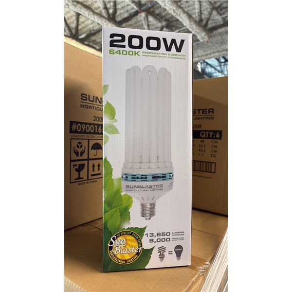 SUNBLASTER 200W 6400K 13,650 LUMENS 8000 HOUR LIFE PROPAGATION/GROW LIGHT - 6 PER BOX