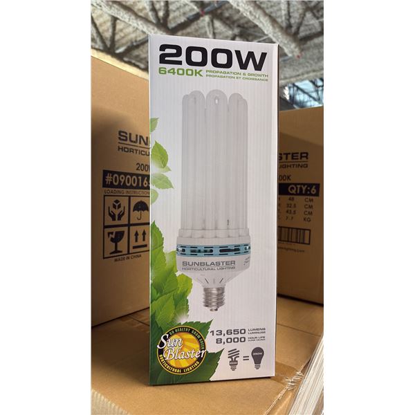 SUNBLASTER 200W 6400K 13,650 LUMENS 8000 HOUR LIFE PROPAGATION/GROW LIGHT - 6 PER BOX