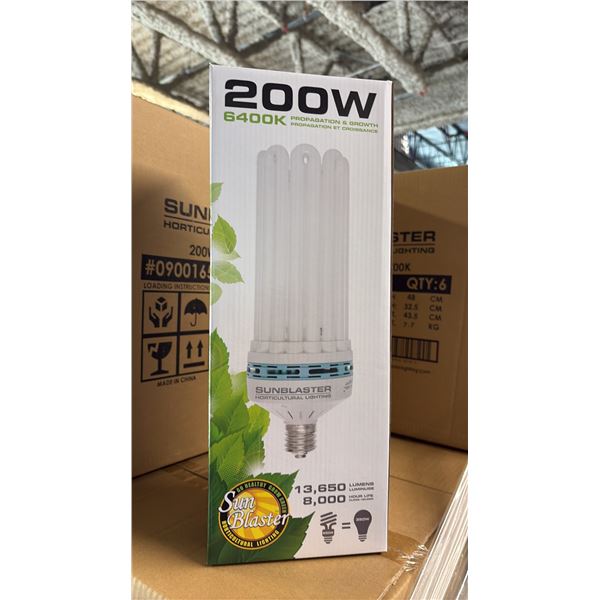 SUNBLASTER 200W 6400K 13,650 LUMENS 8000 HOUR LIFE PROPAGATION/GROW LIGHT - 6 PER BOX