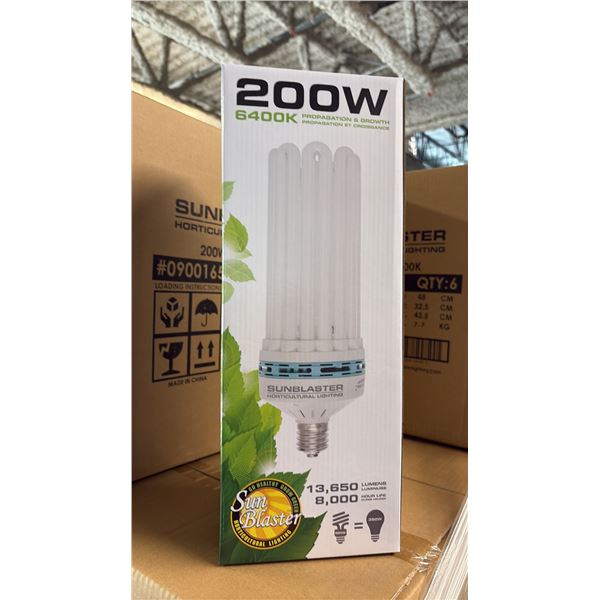 SUNBLASTER 200W 6400K 13,650 LUMENS 8000 HOUR LIFE PROPAGATION/GROW LIGHT - 6 PER BOX