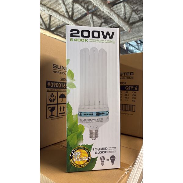 SUNBLASTER 200W 6400K 13,650 LUMENS 8000 HOUR LIFE PROPAGATION/GROW LIGHT - 6 PER BOX