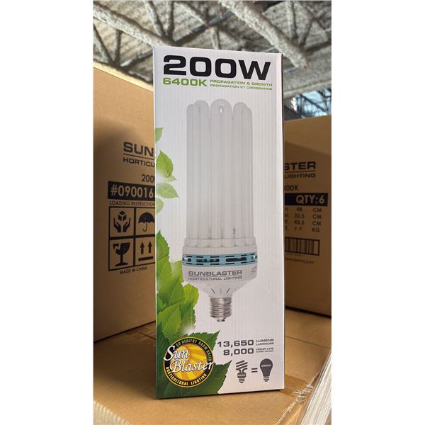 SUNBLASTER 200W 6400K 13,650 LUMENS 8000 HOUR LIFE PROPAGATION/GROW LIGHT - 6 PER BOX