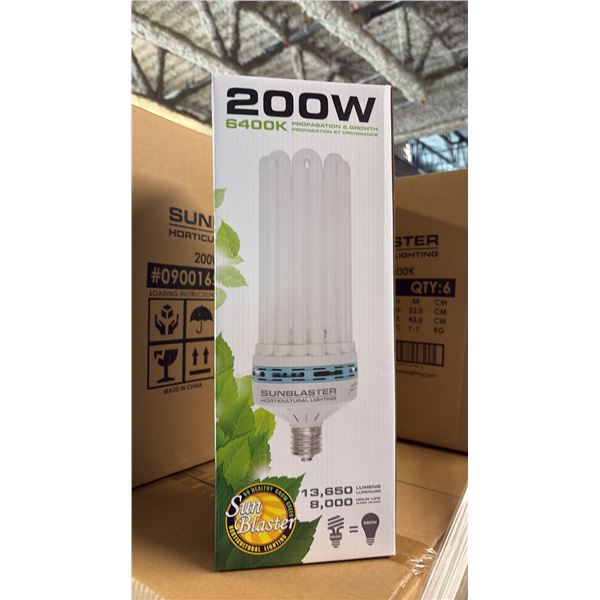 SUNBLASTER 200W 6400K 13,650 LUMENS 8000 HOUR LIFE PROPAGATION/GROW LIGHT - 6 PER BOX