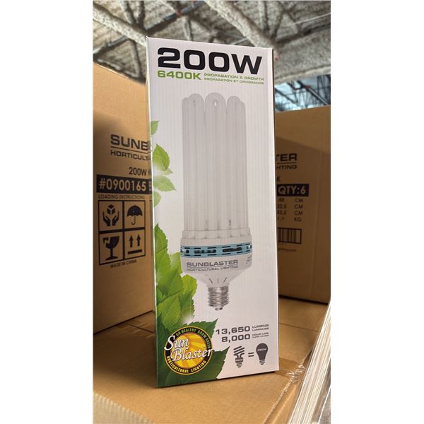 SUNBLASTER 200W 6400K 13,650 LUMENS 8000 HOUR LIFE PROPAGATION/GROW LIGHT - 6 PER BOX