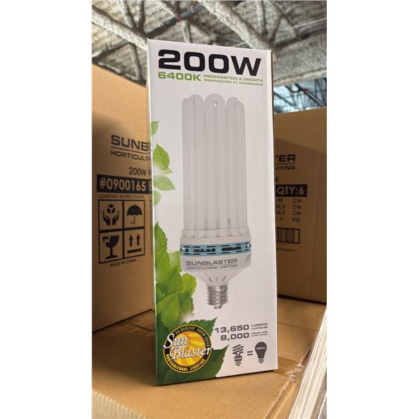 SUNBLASTER 200W 6400K 13,650 LUMENS 8000 HOUR LIFE PROPAGATION/GROW LIGHT - 6 PER BOX