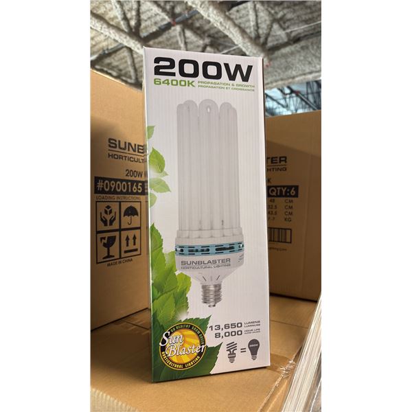 SUNBLASTER 200W 6400K 13,650 LUMENS 8000 HOUR LIFE PROPAGATION/GROW LIGHT - 6 PER BOX