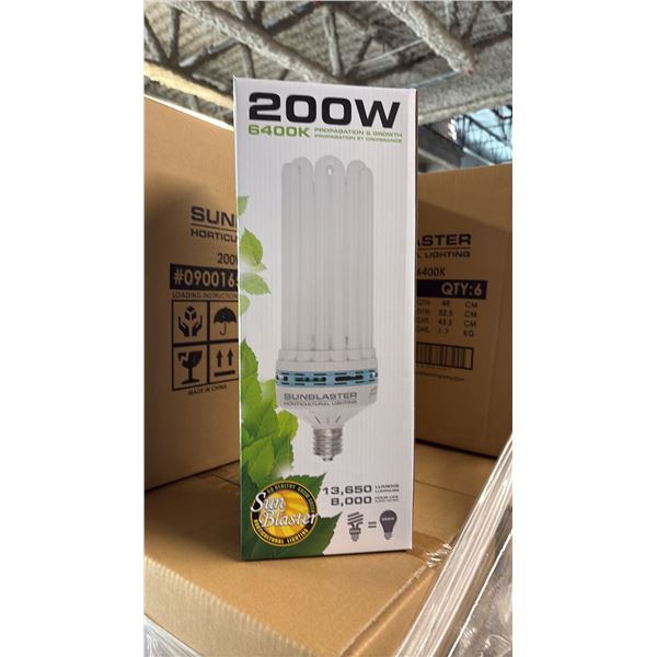 SUNBLASTER 200W 6400K 13,650 LUMENS 8000 HOUR LIFE PROPAGATION/GROW LIGHT - 6 PER BOX