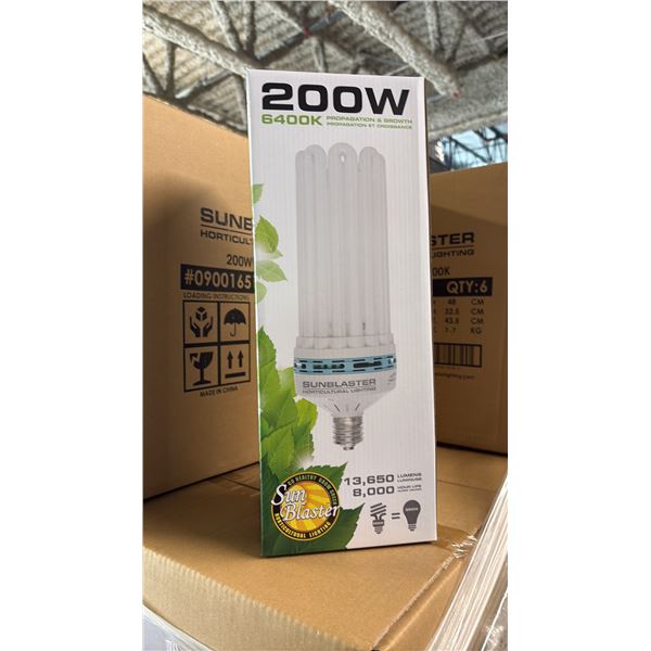 SUNBLASTER 200W 6400K 13,650 LUMENS 8000 HOUR LIFE PROPAGATION/GROW LIGHT - 6 PER BOX